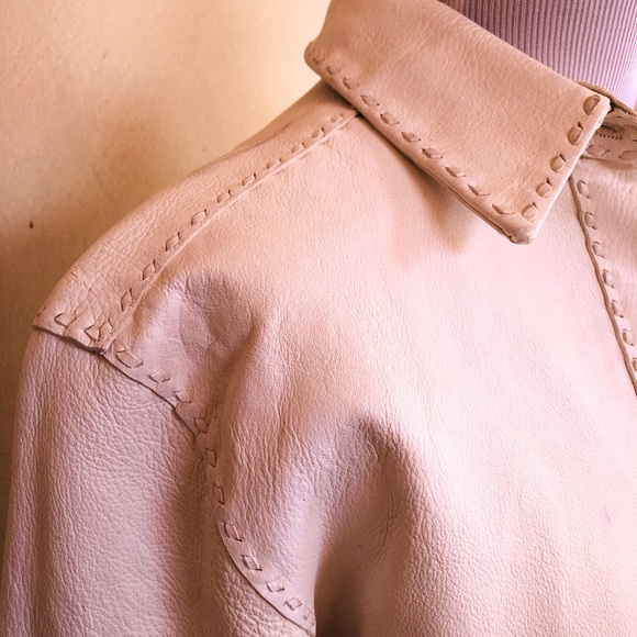 RALPH LAUREN Western Cream Leather Jacket Genuine Antler Buttons Totally Lined M - Picture 9 of 13